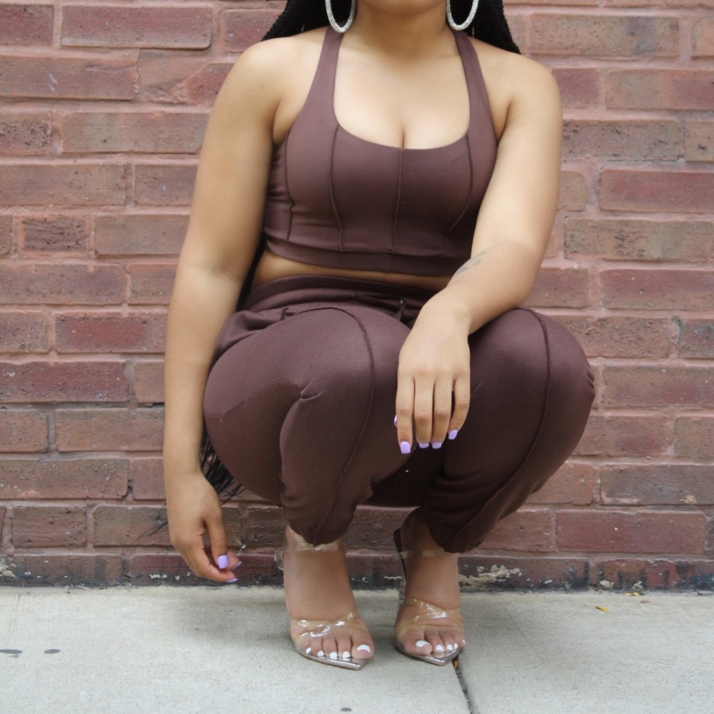 Brown Cropped Joggers Set!!!